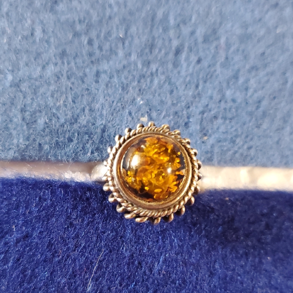Baltic Amber Stone and Sterling Silver Women's Ring